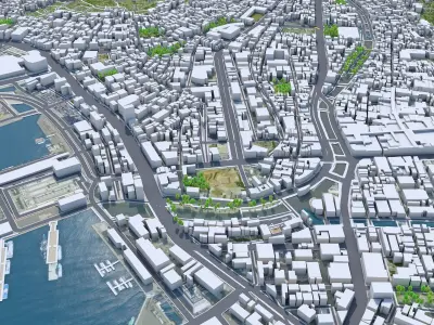 Nagasaki Downtown Japan Low-poly 3D model