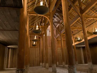 wooden house interior Free 3D model