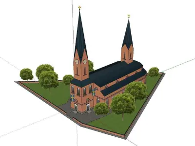 Architecture-Religion-God-Culture-Temple-084 church on hill 3D model