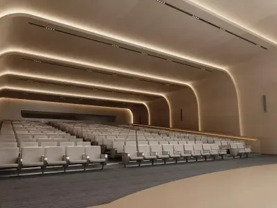Modern Wood Auditorium Conference Hall 3D model
