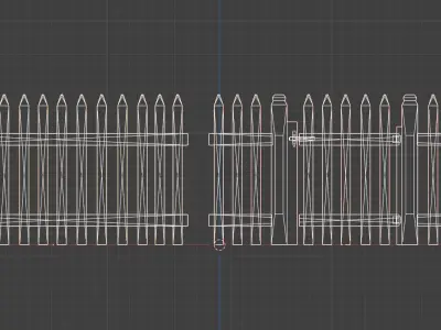 Old Wooden Fence Modular Free low-poly 3D model