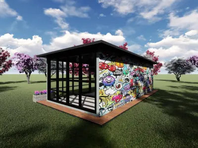 Garden House Low-poly 3D model