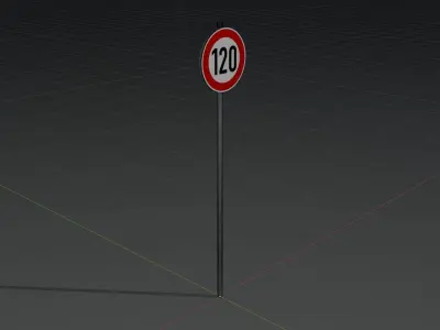 Traffic sign 274-120 Speed limit 120 km h Size-2 Low-poly 3D model