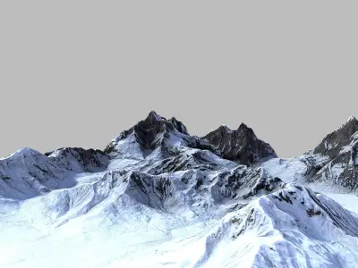 Snow Mountain Terrain Low-poly 3D model