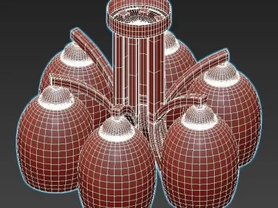 globo-till-60214-5 six light semi-flush fixture with glass sh... 3D model