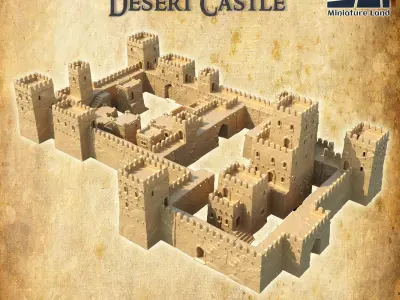 Modular Desert Castle Tabletop Terrain 28 MM 3D print model