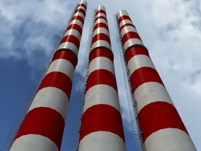 Chimney Low Poly 3d Model three striped straws Low-poly 3D model