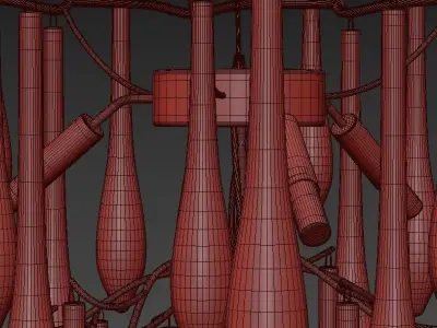 FLEURIS chandelier with glass drops hanging from it 3D model