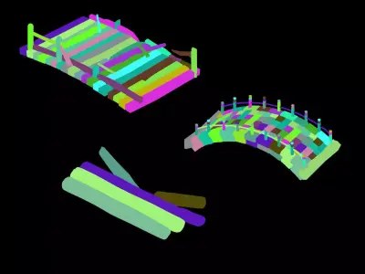 Field - Stone Bridge - Wooden Bridge 03 3D model