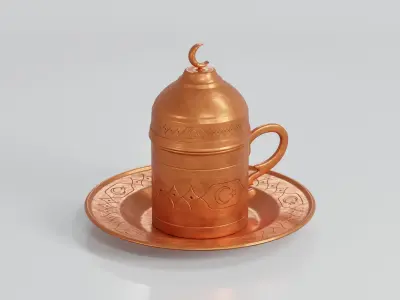 Two Turkish cup of coffee 3D model