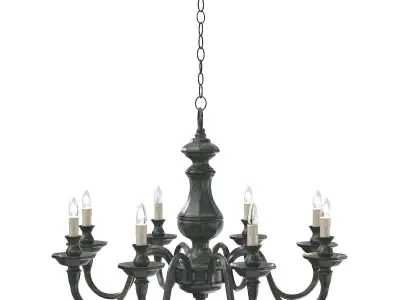 Late 20th Century Verdigris Finish Eight Arm Chandelier 3D model