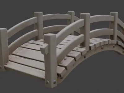 Cartoony Pixar Style Garden Bridge 3D model