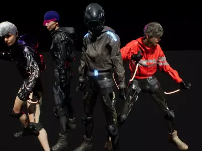 cyberpunk female A2 Low-poly 3D model