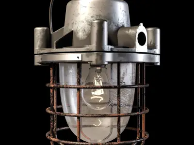 1970s Steel and Glass Nautical Caged Ship Light with Wrench 3D model