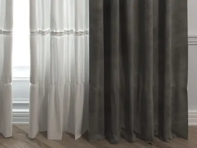 Curtain Set 9 curtains 3D model