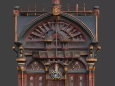 Steampunk Grand Victorian Train Station 3D Model Low-poly 3D model