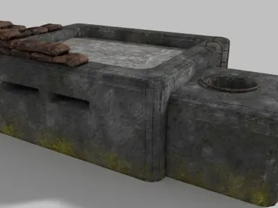 WW II bunker Low-poly 3D model