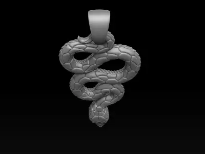 Snake Ring Pendant v3 Hollowed 3D Model Pack