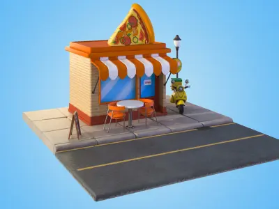 Cartoon Pizza House 3D model