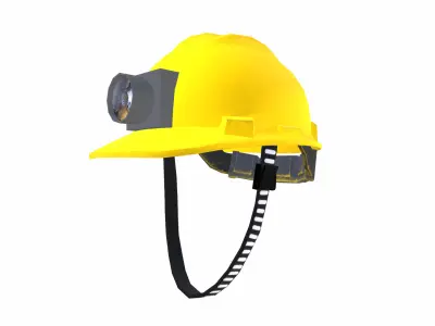 Safety Helmet with Light Low-poly 3D model