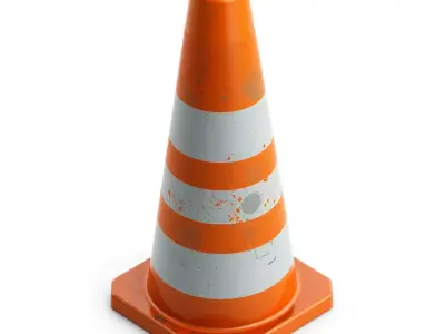 Weathered Traffic Cone Urban Prop Low-poly 3D model