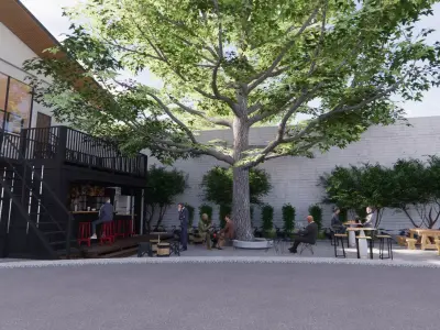 2 Storey Marketing Gallery with Interior and Landscape Skp  Low-poly 3D model