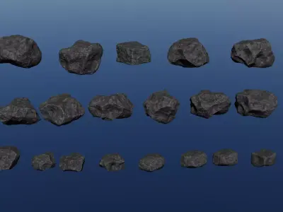 Realistic customizable rocks asset Low-poly 3D model