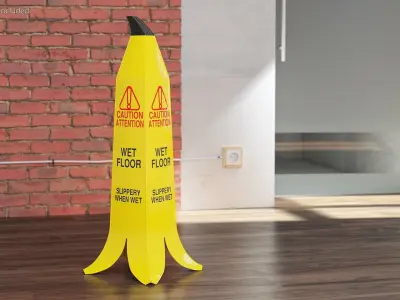 Banana Cone Caution Wet Floor Sign 90cm 3D model