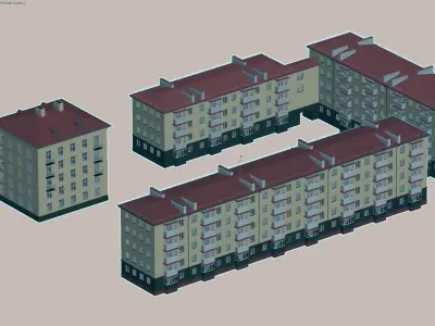 Residential Soviet-Style Apartment Block 3D model