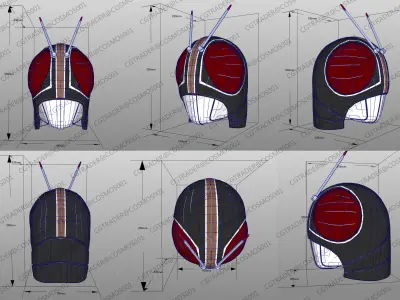 Kamen Rider  Black RX helmet paper papekura Low-poly 3D model