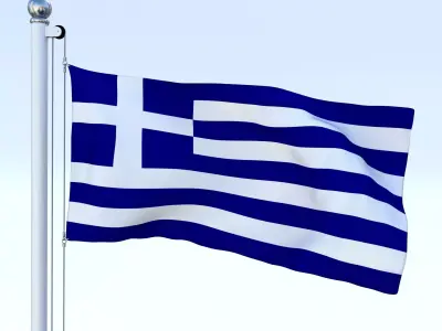 Animated Greece Flag Low-poly 3D model