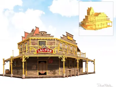 Western Saloon Low-poly 3D model