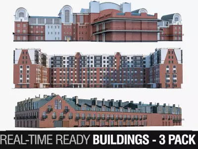 Residential Buildings Collection Low-poly 3D model