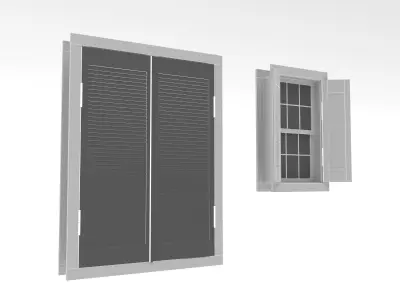 Village window with wooden cover Low-poly 3D model