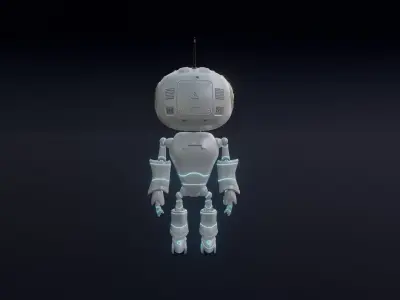 Cute Robot Low-poly 3D model 5