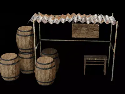 Old ancient rest place low-poly game asset Low-poly 3D model