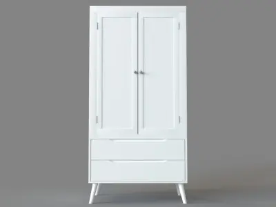 Corrine Modern 2-Drawer Double-Door Bedroom Armoire White 3D model
