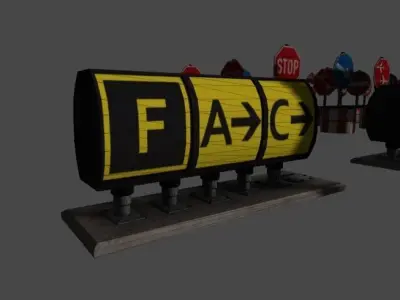 Airport signs and lights collection Low-poly 3D model