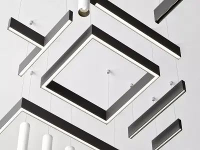 Reggiani set 2 suspended light fixture with pendants 3D model