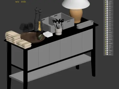 Waiter station for restaurant or cafe with items 3D model