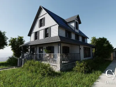Modular Classic Style American House 15 Low-poly 3D model