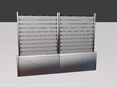 Aluminum flood protection wall concrete foundation 3m x 4m Low-poly 3D model