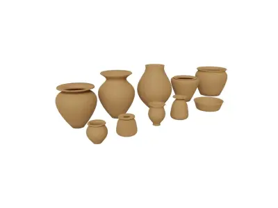 Terracotta Pots 10 Pack Free 3D model