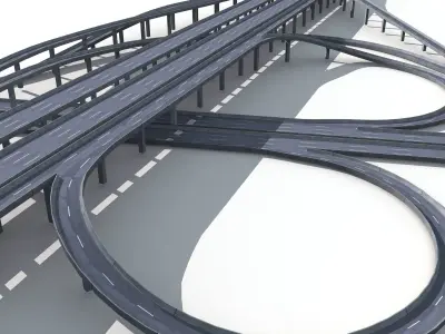 Highway Road Viaduct Flyover-12 3D model