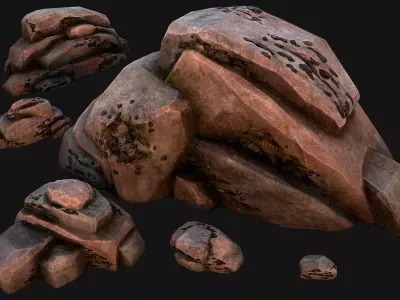 Coal Deposits Rocks and Ore Low-poly 3D model