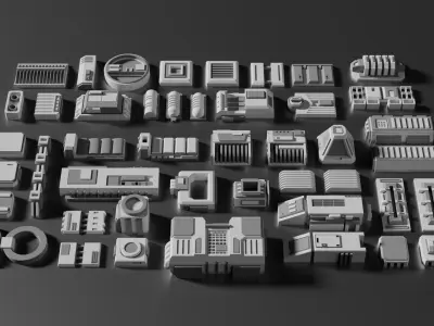 ULTIMATE Sci-Fi Greebles Pack 3D model