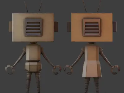 Rusty Litlle Couple Robot Low-poly 3D model