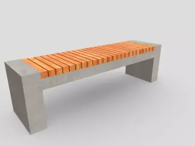Outdoor Bench Low-poly 3D model