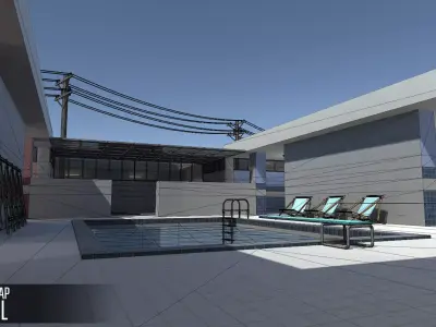FPS map - pool Low-poly 3D model