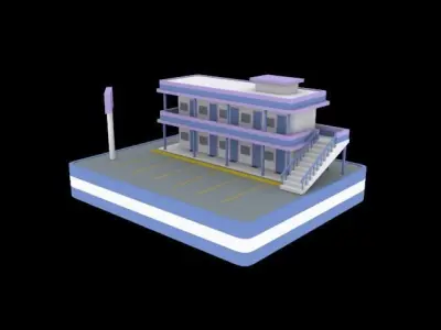 Hotels low poly pack Low-poly 3D model